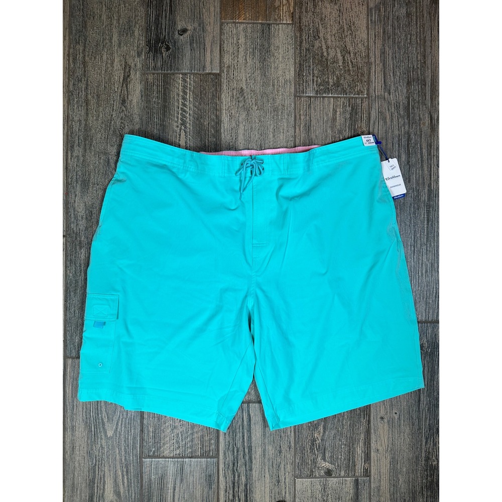 Caribbean Roundtree Yorke 4XT Tall Man Swim Trunks‎ Board Shorts Turquoise NWT